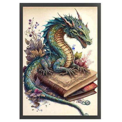 Retro Poster - Dragon Reading A Book - 11CT Stamped Cross Stitch 40*60CM