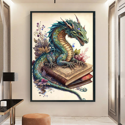 Retro Poster - Dragon Reading A Book - 11CT Stamped Cross Stitch 40*60CM