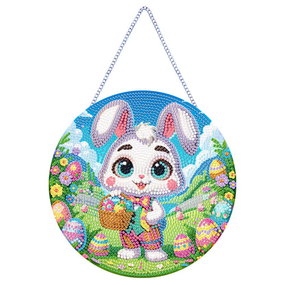 Easter Rabbit Diamond Painting Hanging Pendant Art for Wall Decor (White Rabbit)