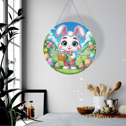 Easter Rabbit Diamond Painting Hanging Pendant Art for Wall Decor (White Rabbit)