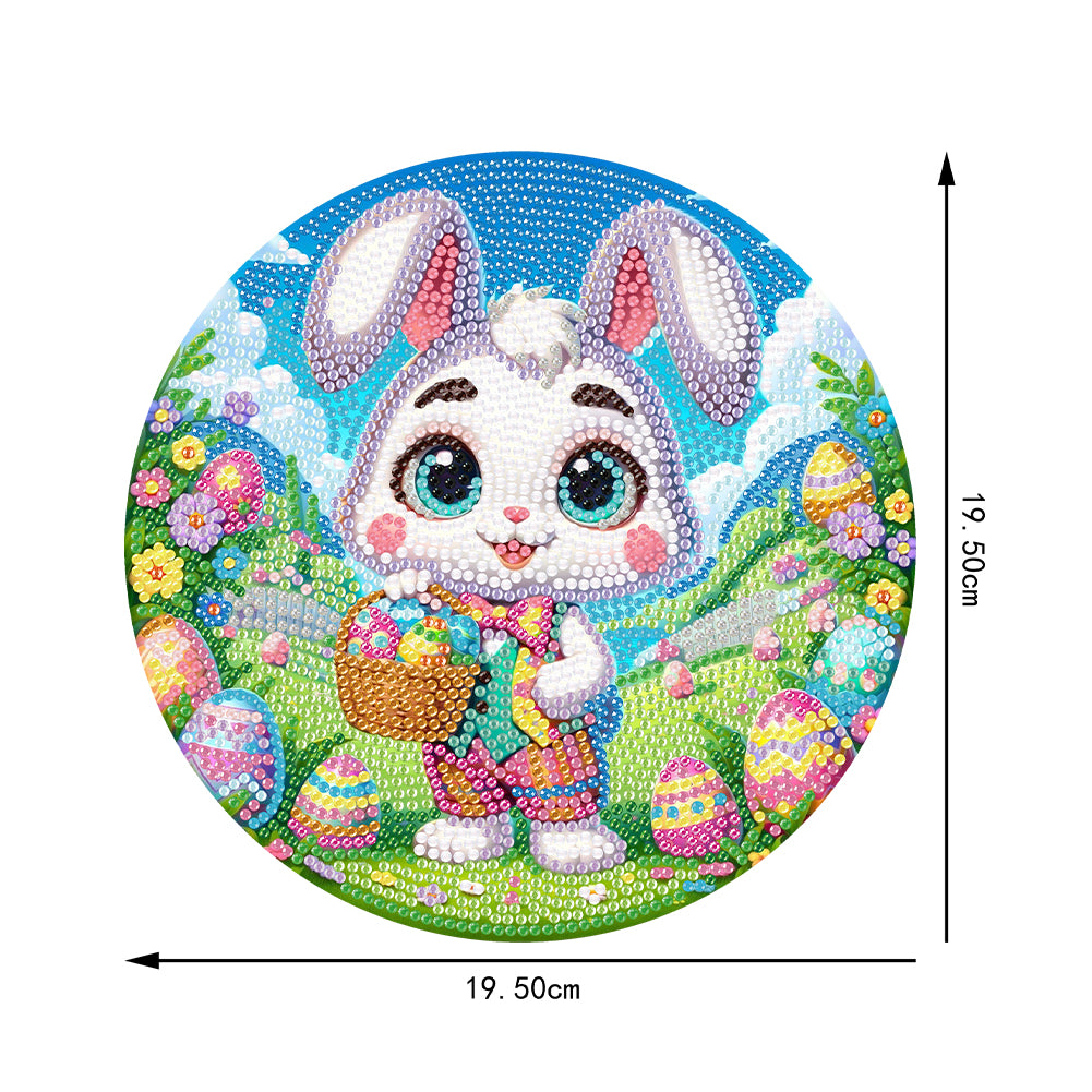 Easter Rabbit Diamond Painting Hanging Pendant Art for Wall Decor (White Rabbit)