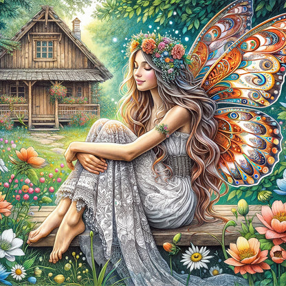 Garden Butterfly Fairy - Full Round Drill Diamond Painting 30*30CM