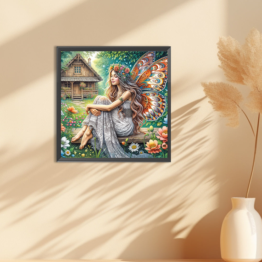 Garden Butterfly Fairy - Full Round Drill Diamond Painting 30*30CM