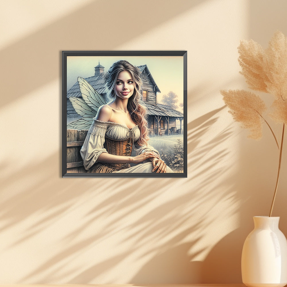 Garden Butterfly Fairy - Full Round Drill Diamond Painting 30*30CM