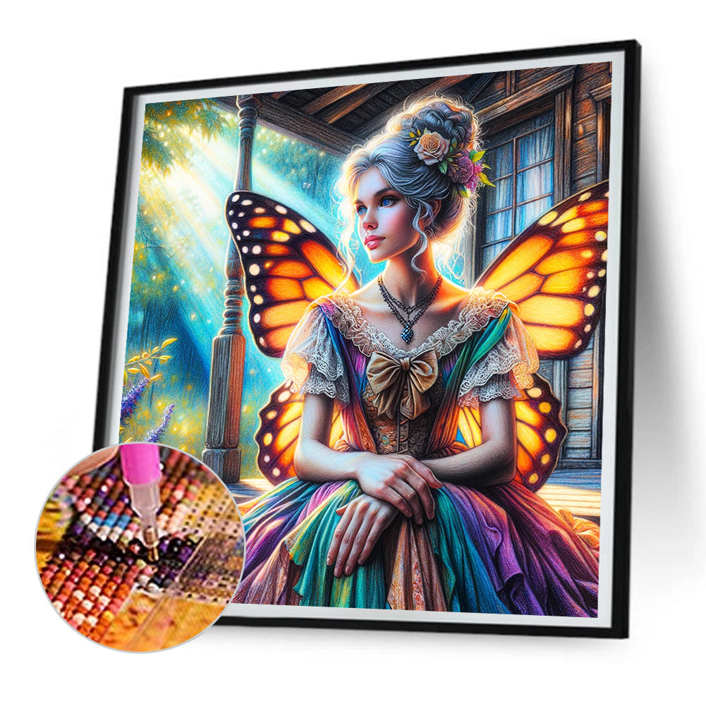 Garden Butterfly Fairy - Full Round Drill Diamond Painting 30*30CM