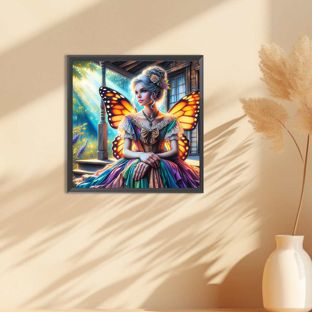 Garden Butterfly Fairy - Full Round Drill Diamond Painting 30*30CM