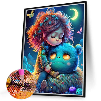 Girl And Monster - Full Round Drill Diamond Painting 40*50CM