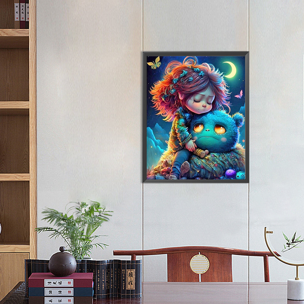 Girl And Monster - Full Round Drill Diamond Painting 40*50CM