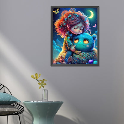 Girl And Monster - Full Round Drill Diamond Painting 40*50CM