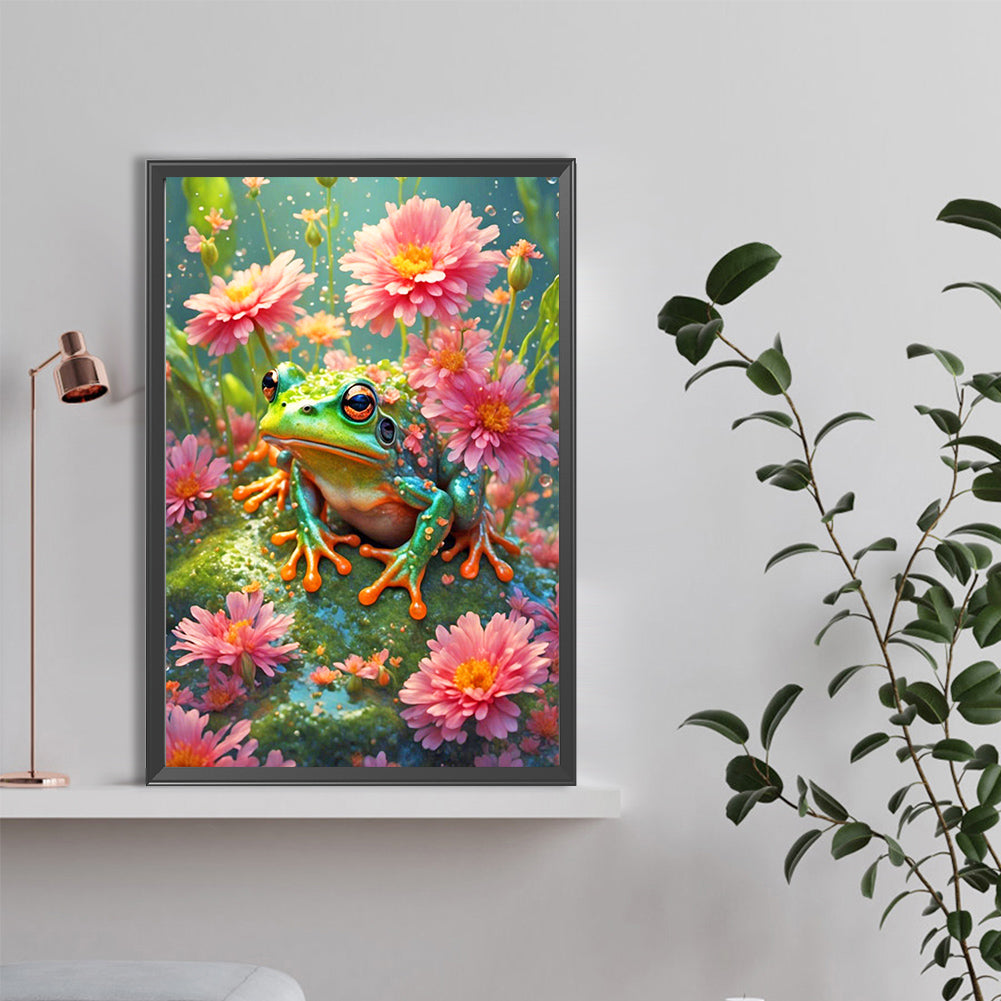Flower And Frog - Full Round Drill Diamond Painting 40*60CM