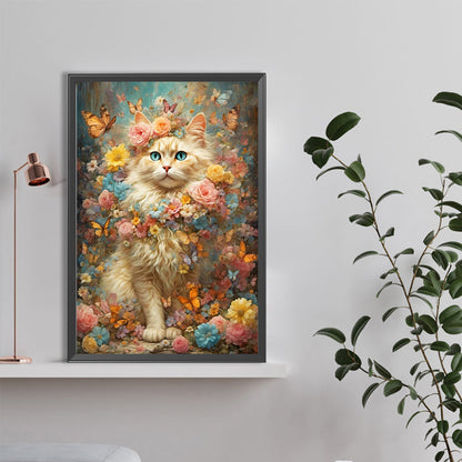 Flowers And Kittens - Full Round Drill Diamond Painting 40*60CM