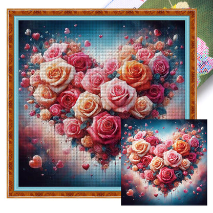 Love Rose - 18CT Stamped Cross Stitch 40*40CM