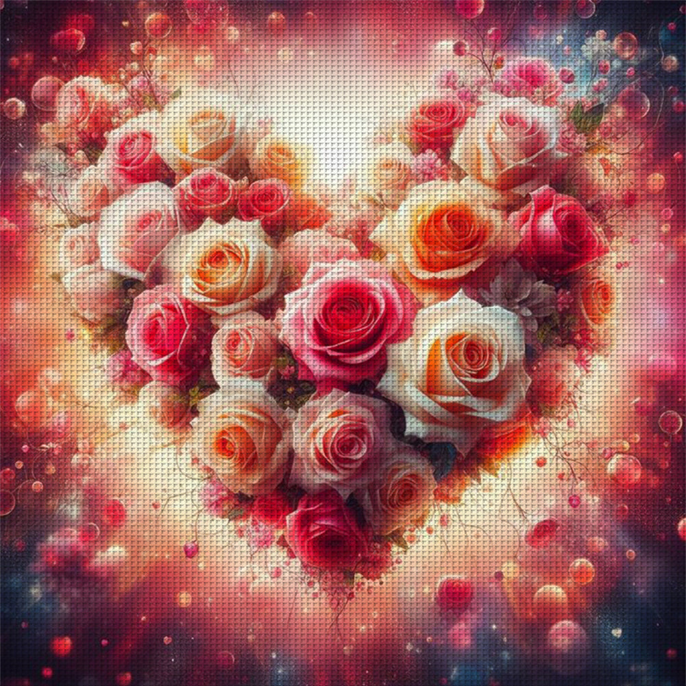 Love Rose - 18CT Stamped Cross Stitch 40*40CM