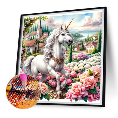 Garden Unicorn - Full Round Drill Diamond Painting 30*30CM
