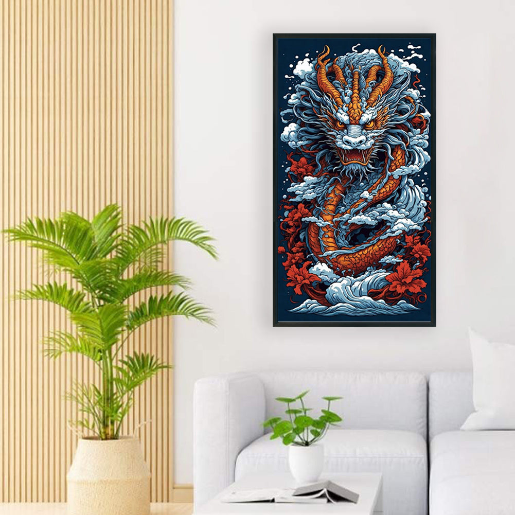 Hovering Dragon - Full Round Drill Diamond Painting 40X75CM