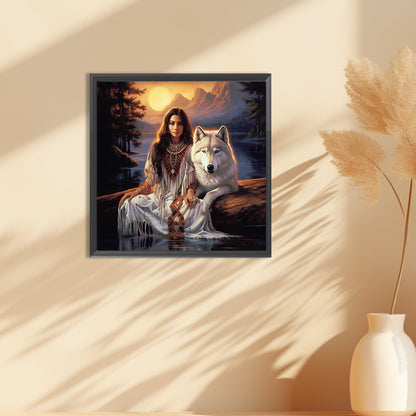 Beauty And The Wolf - Full Round Drill Diamond Painting 30*30CM
