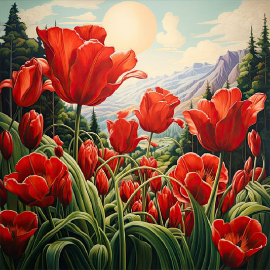 Poppy Flower - Full Round Drill Diamond Painting 30*30CM