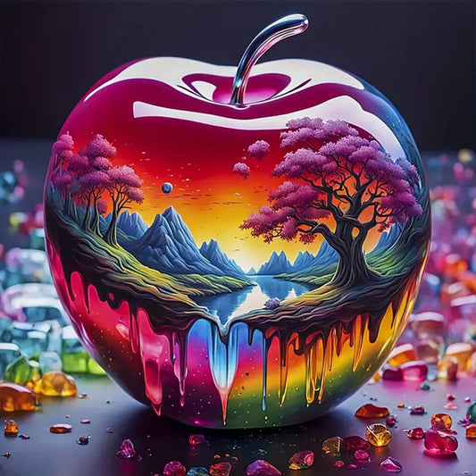 Crystal Apple Landscape Painting - Full Round Drill Diamond Painting 30*30CM
