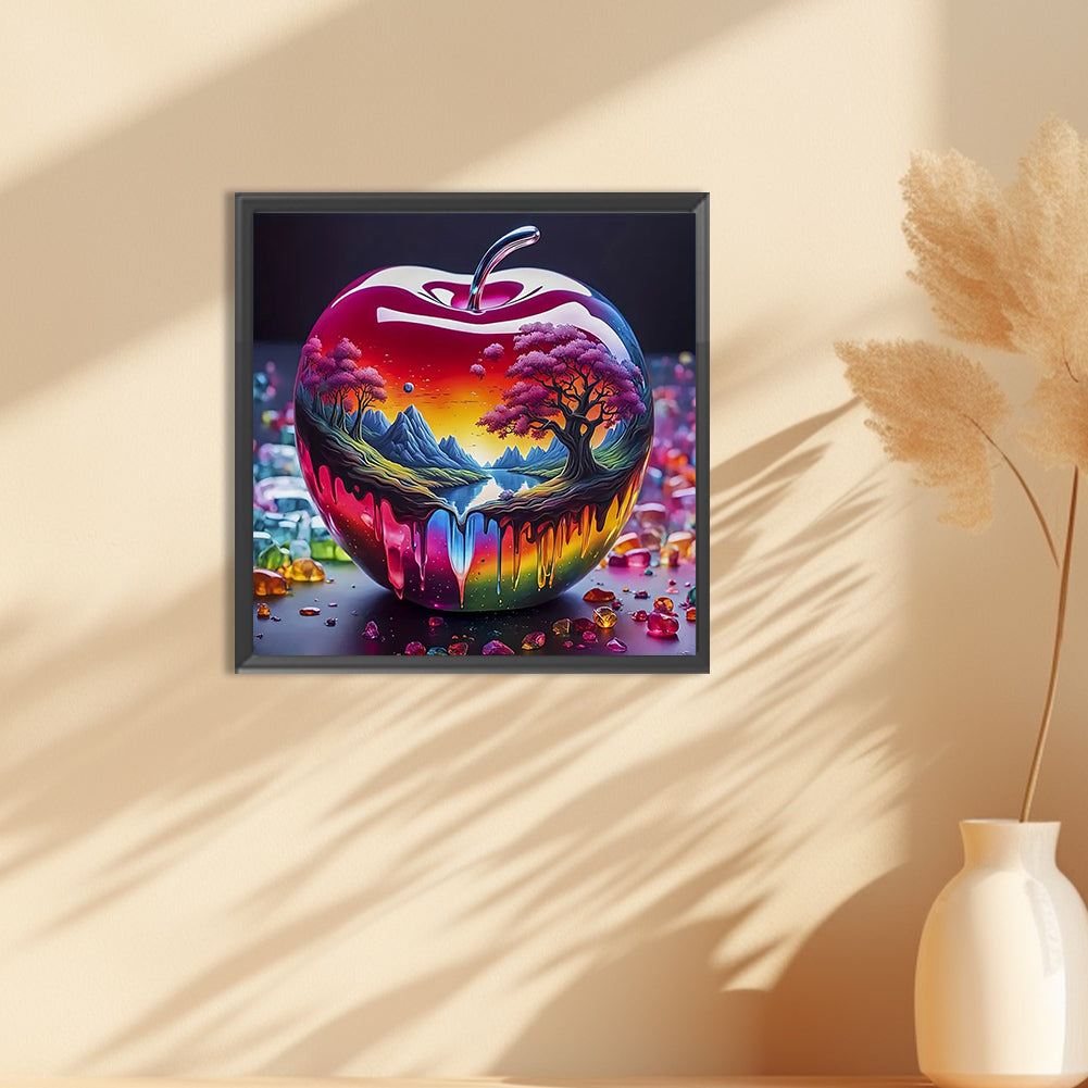 Crystal Apple Landscape Painting - Full Round Drill Diamond Painting 30*30CM