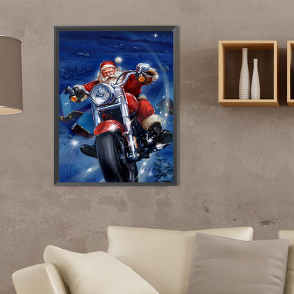 Santa Claus Riding A Motorcycle - Full Square Drill Diamond Painting 30*40CM