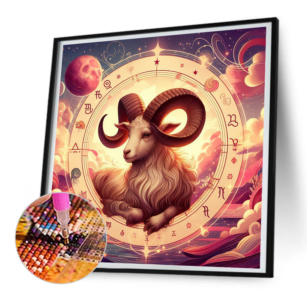 Twelve Zodiac Signs-Aries - Full Round Drill Diamond Painting 30*30CM