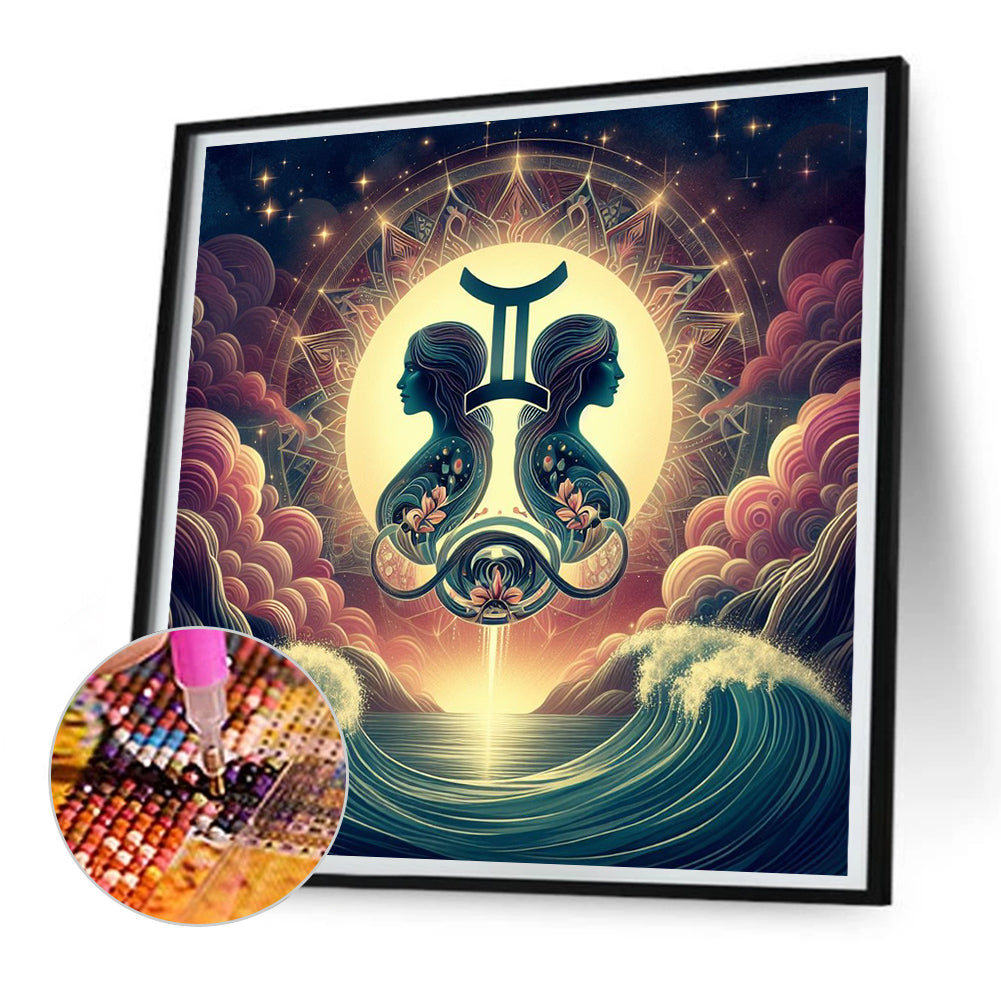 Twelve Zodiac Signs-Gemini - Full Round Drill Diamond Painting 30*30CM