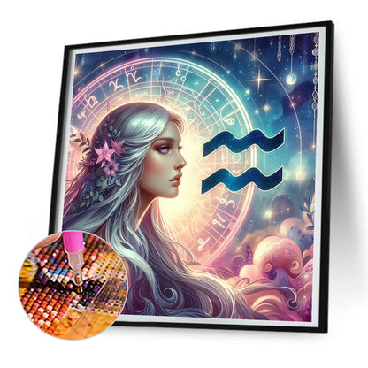 Twelve Zodiac Signs-Aquarius - Full Round Drill Diamond Painting 30*30CM