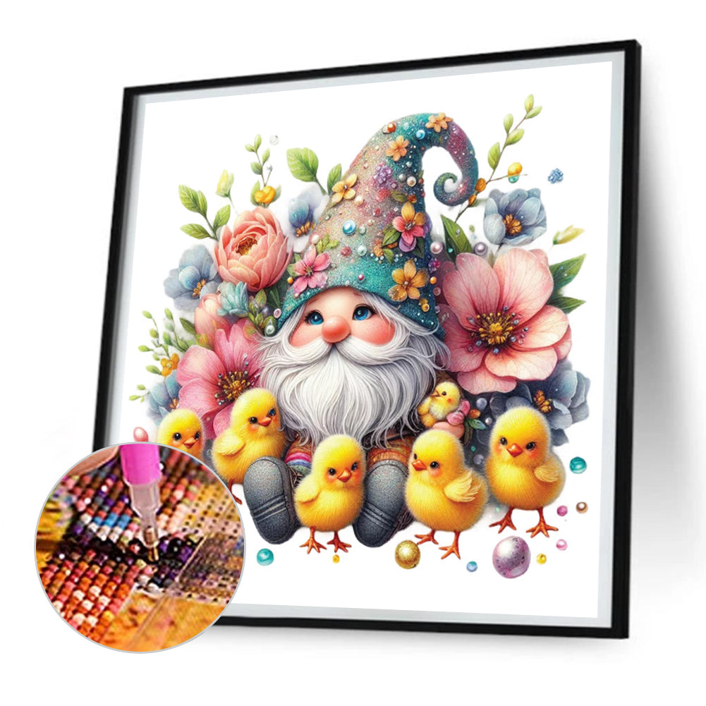 Beautiful Gnome And Chick - Full Round Drill Diamond Painting 30*30CM