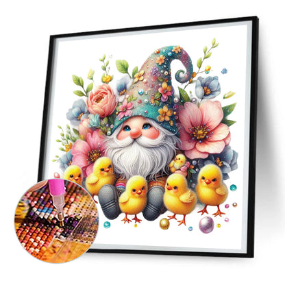 Beautiful Gnome And Chick - Full Round Drill Diamond Painting 30*30CM