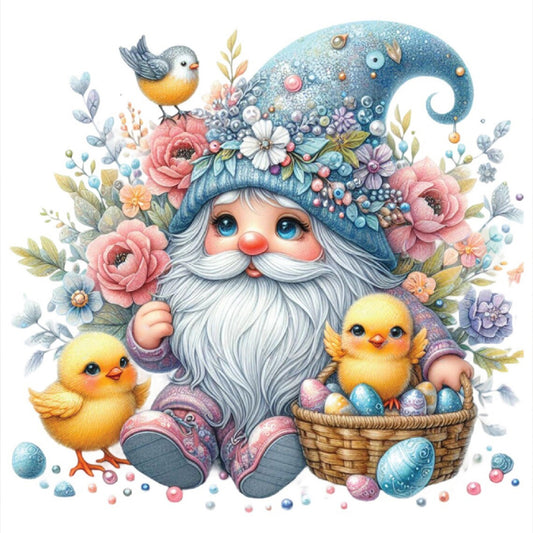 Beautiful Gnome And Chick - Full Round Drill Diamond Painting 30*30CM