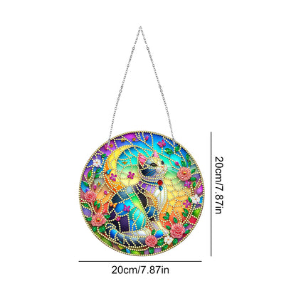 Sun Catcher 5D DIY Diamond Painting Dots Pendant for Office Decor (Flower Cat)