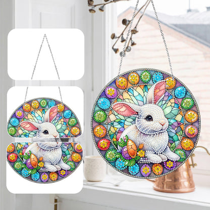 Sun Catcher 5D DIY Diamond Painting Dots Pendant for Office Decor (Egg Bunny)