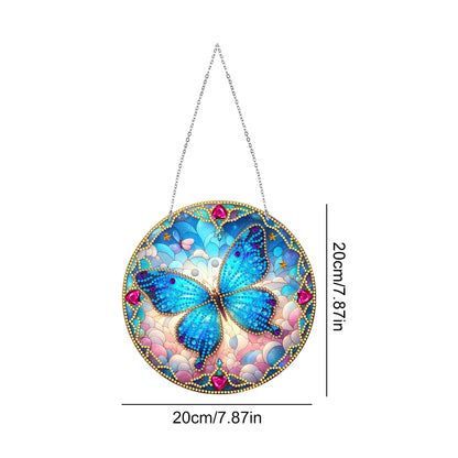Sun Catcher 5D Diamond Painting Dots Pendant for Office Decor (Blue Butterfly)