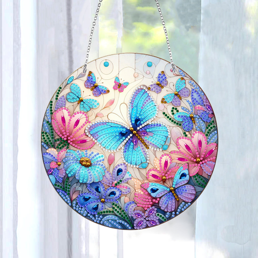 Sun Catcher 5D Diamond Painting Dots Pendant for Office Decor (Butterfly KJ0105)