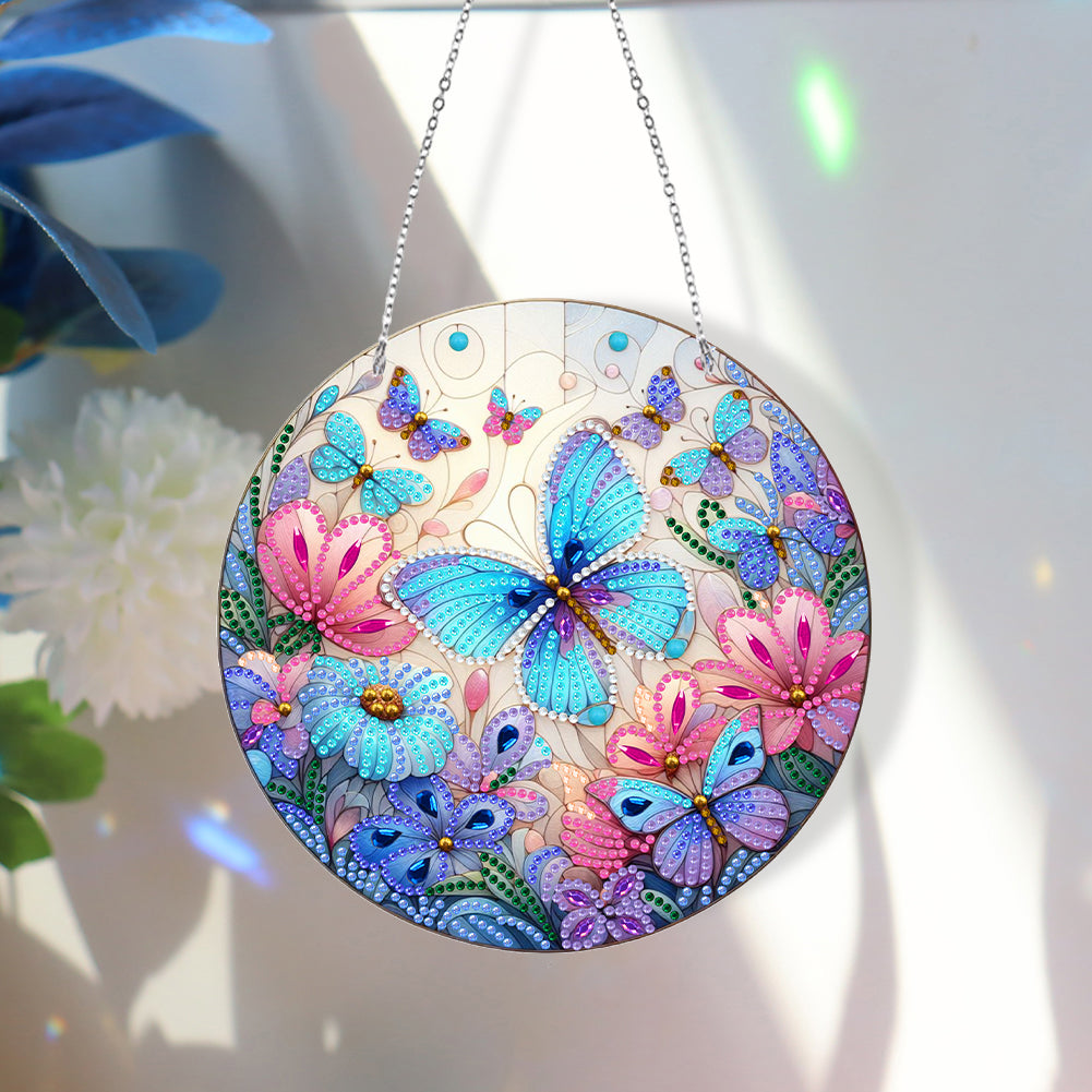 Sun Catcher 5D Diamond Painting Dots Pendant for Office Decor (Butterfly KJ0105)