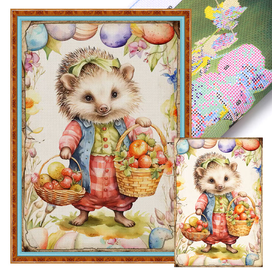 Retro Poster-Easter Egg Hedgehog - 11CT Stamped Cross Stitch 40*60CM