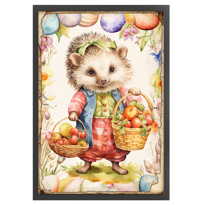 Retro Poster-Easter Egg Hedgehog - 11CT Stamped Cross Stitch 40*60CM