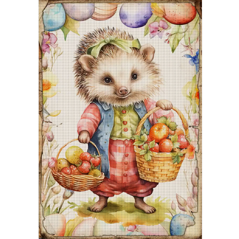 Retro Poster-Easter Egg Hedgehog - 11CT Stamped Cross Stitch 40*60CM