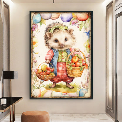 Retro Poster-Easter Egg Hedgehog - 11CT Stamped Cross Stitch 40*60CM