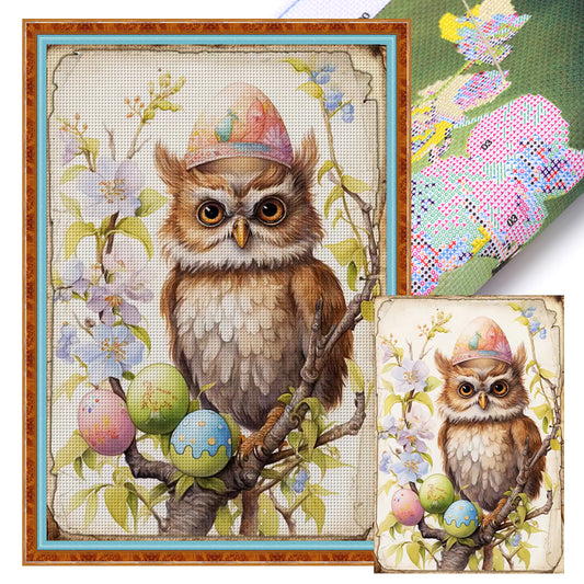 Retro Poster-Easter Egg Owl - 11CT Stamped Cross Stitch 40*60CM