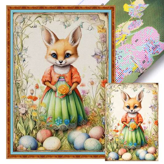 Retro Poster-Easter Egg Fox - 11CT Stamped Cross Stitch 40*60CM