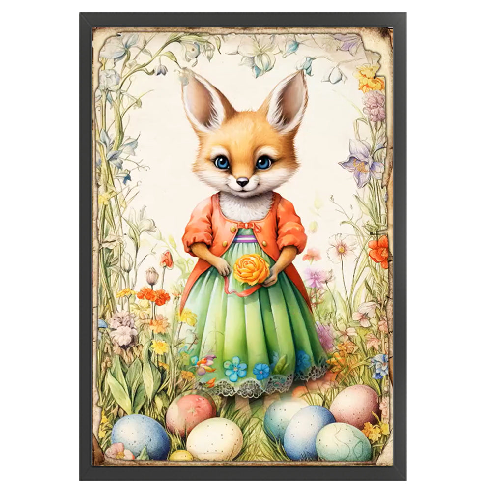 Retro Poster-Easter Egg Fox - 11CT Stamped Cross Stitch 40*60CM