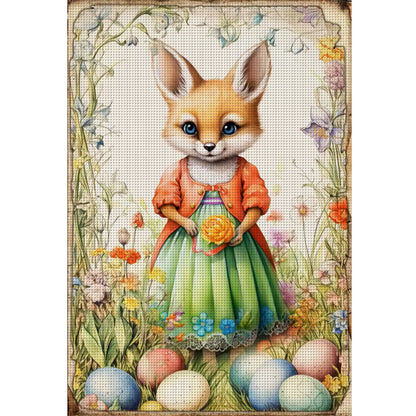 Retro Poster-Easter Egg Fox - 11CT Stamped Cross Stitch 40*60CM