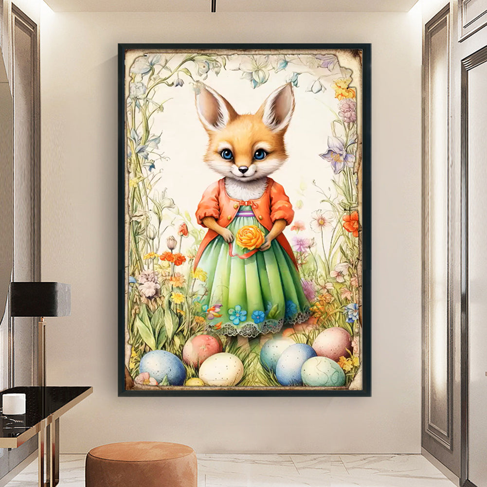 Retro Poster-Easter Egg Fox - 11CT Stamped Cross Stitch 40*60CM