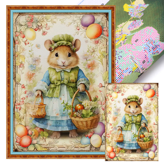 Retro Poster-Easter Egg Mouse - 11CT Stamped Cross Stitch 40*60CM