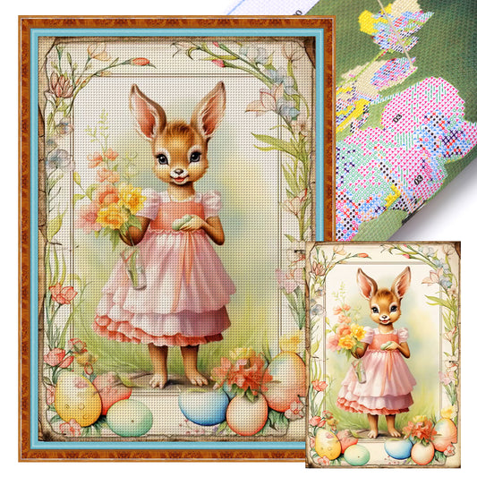 Retro Poster-Easter Egg Deer - 11CT Stamped Cross Stitch 40*60CM