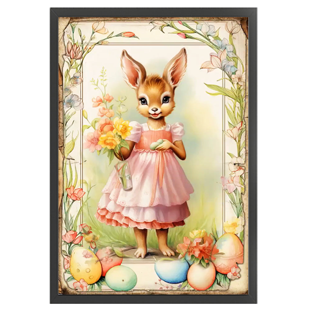 Retro Poster-Easter Egg Deer - 11CT Stamped Cross Stitch 40*60CM