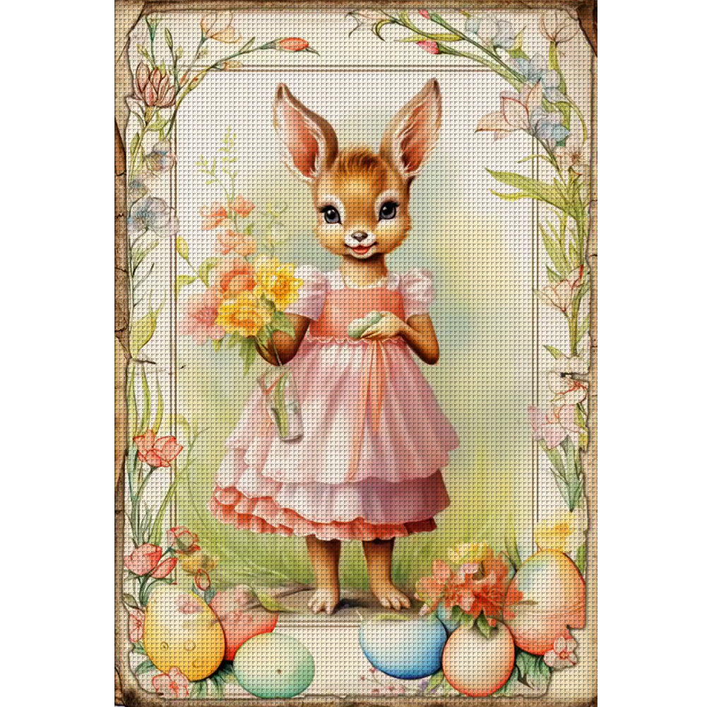 Retro Poster-Easter Egg Deer - 11CT Stamped Cross Stitch 40*60CM