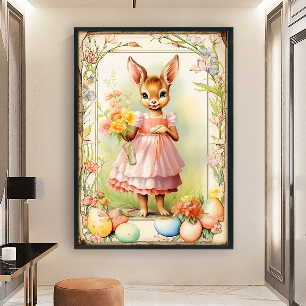 Retro Poster-Easter Egg Deer - 11CT Stamped Cross Stitch 40*60CM