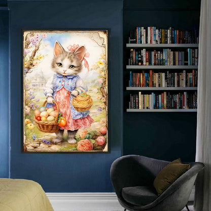 Retro Poster-Easter Egg Cat - 11CT Stamped Cross Stitch 40*60CM